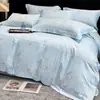 Conjunto de cuatro piezas de algodón de fibra larga de alta calidad, grado maternal e infantil, estampado y bordado con exquisitos diseños florales, algodón puro, conjunto de estilo elegante