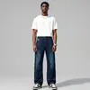 Jeans Masculino Americano Tendência High Street Retrô Desgastado Primavera Verão Bestseller Transfronteiriço Calça de Perna Reta Solta Versátil com Caimento
