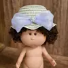 [Solo Ropa] Ropa para Muñeco de Papa Español de 24 cm Algodón Lazo Verde Vestido Blanco Conjunto de Sombrero de Paja con Piedras