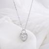 Collar Inteligente de Plata Esterlina 999 Otoño Coreano Retro Candado de Amor Mujeres Colgante Inteligente Corazón Latiente Cadena Clavícula