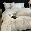 Nuevo juego de cuatro piezas de Tencel Lyocell con estampado digital, tacto frío y borde ancho, sábanas sedosas de alta gama, funda de edredón estilo lujo ligero