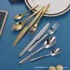 Conjunto de Talheres Espessados de Aço Inoxidável 304 Faca, Garfo, Colher para Comida Ocidental, Colher de Chá, Conjunto de Quatro Peças, Faca e Garfo para Steak de Hotel de Luxo