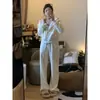 Conjunto de Ropa Deportiva de Alta Gama de Moda para Mujer para Primavera y Otoño, Estilo Europeo, Conjunto de Dos Piezas de Sudadera Beige Casual, Elegante y Rejuvenecedor