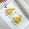 Tienda de Oro Mismo Estilo Oro Antiguo Incrustado con Diamantes Filigrana Hueca Colgante Bolsa de la Fortuna Nuevo Chino Versátil Carácter de Fortuna Colgante Bolsa de Dinero