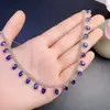 Venta al por mayor de fábrica Popular Collar de Zafiro Natural Plata S925 Incrustado Piedra Principal 6*4 Más Vendido en Europa y América, Disponible para Dropshipping