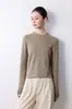 Camisa base versátil de alta gama lista para usar, textura lisa, simple y elegante, cuello redondo, manga larga, básica, para primavera y otoño, casual, para mujer