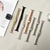 Pulseira de Metal Fina Longines de Três Contas Adequada para Apple Watch 10 S11 Huawei Fit4 Gt6 Xiaomi