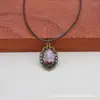 Venta directa del fabricante: Cadena de Suéter Vintage Europea y Americana de Bronce con Encaje de Flores Estrelladas con Piedras Preciosas, Vidrio y Flores Secas en un Estilo Pastoral Original