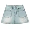 Falda de Mezclilla Retro Estilo Hot Girl Línea A para Mujer, Nueva Falda Pantalón Corta de Primavera/Verano de Cintura Alta Talla Grande Adelgazante que se Ajusta a la Cadera para Damas de Tallas Grandes