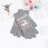 Luvas de lã tricotadas com toque quente estilo coreano para outono e inverno, femininas, com estampa de alce da moda, estilo casal de Natal, adulto