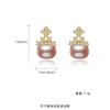 Pag&Mag Venta Caliente Transfronteriza Retro Corona Pequeña Perla de Agua Dulce Plata S925 Elegantes Pendientes Simples Joyería