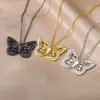 Joias Europeias e Americanas Transfronteiriças Mais Vendidas Colar Borboleta Versátil Pingente Borboleta Banhado a Ouro 18K Aço Inoxidável Colar Borboleta Feminino Clavícula