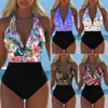 Traje de Banho Justo Sexy Estampado de Cintura Alta Emagrecedor para Férias na Praia, E-commerce Transfronteiriço Europeu e Americano 2027