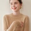 Suéter Feminino de Cashmere com Gola Redonda Look Solto Emagrecedor Suéter para Usar por Baixo Outono e Inverno Listrado Ponto Ingot Suéter de Tricô