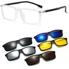 Set de Gafas de Sol Polarizadas Magnéticas Clip-On Nuevo Cinco-en-Uno Transfronterizo Gafas de Sol para Hombre Tr90 Fabricante Venta al por Mayor 25