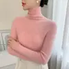 Estilo Nuevo Otoño e Invierno Suave y Ajustado para Mujer Cuello Alto Cachemir Versátil Color Sólido Cómodo Moda Tejido Camiseta Base