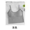 Estilo Cor Dopamina Almofada no Peito Suspensório Peça Única em U Grande para Mulheres Roupa Íntima de Verão com Almofada no Peito Pode Ser Usada por Fora