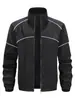 Chaqueta de Primavera y Otoño para Hombre con Cuello Alto, Abrigo Casual de Costuras de Línea Modernas, Top Holgado con Cremallera a Prueba de Viento para Hombres Jóvenes y de Mediana Edad