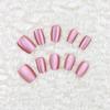 Uñas postizas ojo de gato rosa textura de alta calidad elegante manicura de niña blanca estudiante corto wearable manicura lote mixto 30 piezas