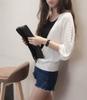 Suéter de malha com manga lanterna estilo japonês e coreano, feminino, gola em V, solto, proteção solar, roupa, ar condicionado, suéter, cardigan, xale, jaqueta