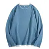 Camiseta de Manga Larga Waffle Talla Grande para Hombre Otoño e Invierno Cuello Redondo Holgada Talla Grande Color Sólido Camiseta Base Suéter para Hombre