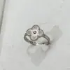 Versão Alta Casa de Furgão Trevo de Quatro Folhas Aço Inoxidável Anel Ajustável Aberto Cor Simples Sem Cor Anel Feminino Joia de Anel
