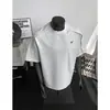 Camiseta de verano para hombre estilo americano de alta calle, manga corta, hombro deconstruido 3D, hombro recto resistente, con bordado cleanfit