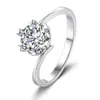 Anel Clássico de Coração com Moissanita Diamante de Um Quilate e Seis Garras em Prata Pura S925 para Mulheres, Anel Versátil de Luxo Leve Atacado
