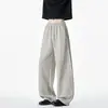 Calça de Moletom Larga com Fenda Lateral Nova para Homens e Mulheres, Cordão Elástico, Cintura Alta, Calça Casual Reta Solta