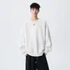 Sudadera de cuello redondo para hombre, color liso, camiseta de manga larga moderna y a la moda, marca de alta calle para primavera y otoño, camiseta básica suelta casual