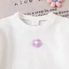 Amazon Transfronterizo Conjunto de Verano para Niñas Nuevo Estilo Coreano Casual y Cómodo Blanco Floral de Manga Corta con Pantalones Cortos para Niños Pequeños y Medianos