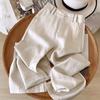 Calças Casuais de Linho Tencel de Perna Reta Calças Femininas Verão Novo Elapto Cintura Alta Dosagem Fina Calças Cropped