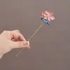 Abanico Plegable de Mariposa con Caracteres Chinos Retro Pasador de Pelo Nuevo Chinoiserie Rico Peony Borla Pasador de Pelo Chica Elegante Clásico Adorno para el Cabello