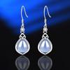 Pendientes Colgantes de Plata de Ley 925 Ágata Calcedonia Pendientes Colgantes de Jade de Alto Temperamento para Mujer Pendientes de Moda Simples Pendientes Gancho para la Oreja