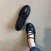 Estilo Coreano 2026 Elegante Estilo Ballet Tira Cruzada Mary Janes Femininas Vazadas Respiráveis Bico Redondo Salto Grosso Baixo Sapatos Únicos