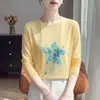 2026 Nuevo Estilo Casual Cuello Redondo Estampado Manga Larga Tejido para Mujer Versátil Cardigan Protector Solar Temperamento Rejuvenecedor