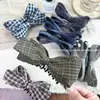 Pinza de plátano con lazo de tela a cuadros estilo coreano, pinza vertical de alta gama y exquisita para peinado semirecogido de mujer, accesorio para el cabello