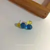 Corea del Sur Relajación Pendientes de Gelatina con Esmalte de Dos Tonos Verano Frescos y Astutamente Chica de al Lado Pendientes Versátiles para el Día a Día