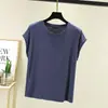 Camiseta de manga corta con cuello redondo, estilo nuevo para primavera y verano, para mujer, holgada y ligera, top versátil, versión coreana, tejido modal, camiseta básica talla grande