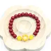 Pulsera de Cinabrio para Mujer Benmingnian Perla de Transferencia Método Antiguo Pulsera de Loto Dorado Estilo Nacional Diseño de Nicho Pulsera Versátil