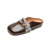 Weiwei Girl 993-7 Zapatos de Plaza Cuadrada para Mujer de Suela Plana de Un Solo Pedal Suela Suave Baotou Medias Zapatillas de Verano para Mujer