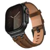 Adecuado para Correas de Apple Watch Piel Ap Acero Inoxidable Correa de Piel con Patrón Crazy Horse Correa Iwatch1109Ultra3 Venta al por Mayor