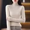Otoño e Invierno Nuevo Transfronterizo Interior Cálido Tejido Base Camiseta Top Moda Elegante Femenina Perforación Caliente Suéter de Cuello Alto Medio para Mujer