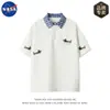 Camisa Polo Bordada de Alta Qualidade da Marca Nasa Moletom Masculino Tendência Primavera e Outono Blusa Solta de Manga Longa