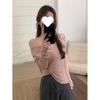 Moda para o Dia a Dia Estilo Coreano é Simples e Sofisticada~ Suéter de Tricô com Design Plissado de Um Ombro para Mulheres, Comércio Exterior Transfronteiriço