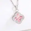 Pulseira Colar Trevo de Quatro Folhas Cravejado com Zircônia Cúbica Full Diamond Ajustável para Mulheres Design de Nicho Versátil Joias Fábrica Atacado