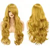 Peruca de animação cos transfronteiriça franja oblíqua multicolorida 80cm universal longo cabelo cacheado alta temperatura peruca de seda cobertura total da cabeça atacado