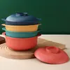 Cazuela para el hogar Tazón para fideos de dormitorio estudiantil Polvo de caracol Malatang Tazón rayado de PP Olla de comedor Tazón para bibimbap