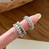 Anillo de Escala de Circonita Estilo Ins Coreano para Mujer Anillo de Dedo Índice Exquisito de Lujo Ligero Anillo Abierto Ajustable