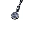 Collar de Plata 925 Dios Amarillo de la Riqueza Colgante Redondo Giratorio para Hombre Accesorios de Cadena para Suéter de Personalidad de Nicho de Tendencia para Hombre Venta al por Mayor